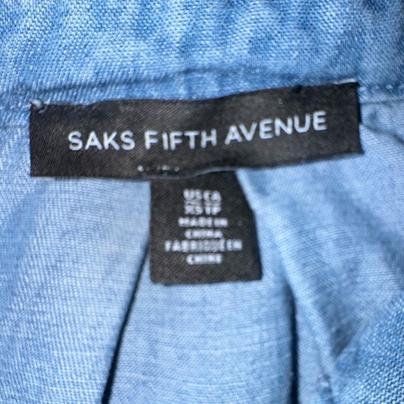 Saks OFF 5TH Tencel Denim Button Up Shirt XS Lightweight Soft Blue - Picture 7 of 7